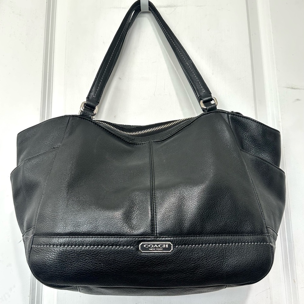 Coach Black Leather Tote Shoulder Bag